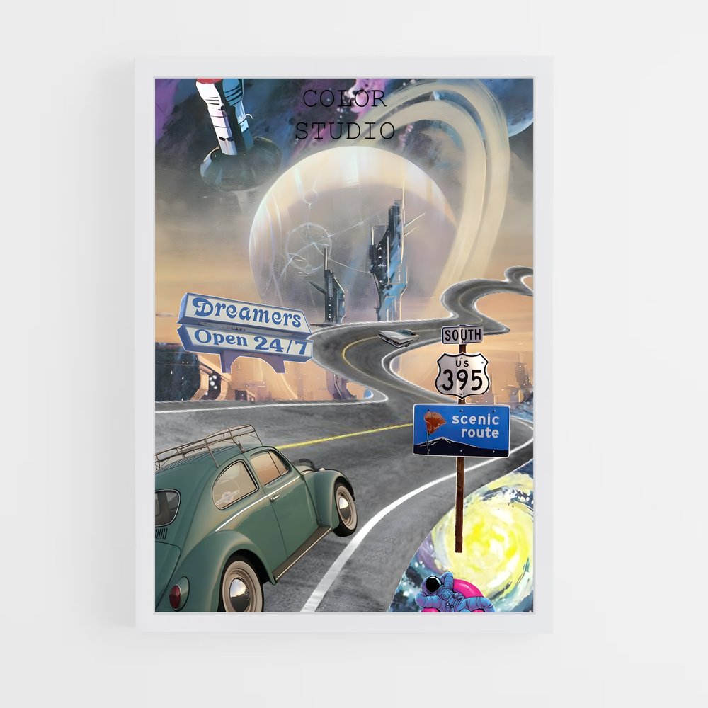 Poster Galactic Quest – affiche Espace rétro (vue 3)